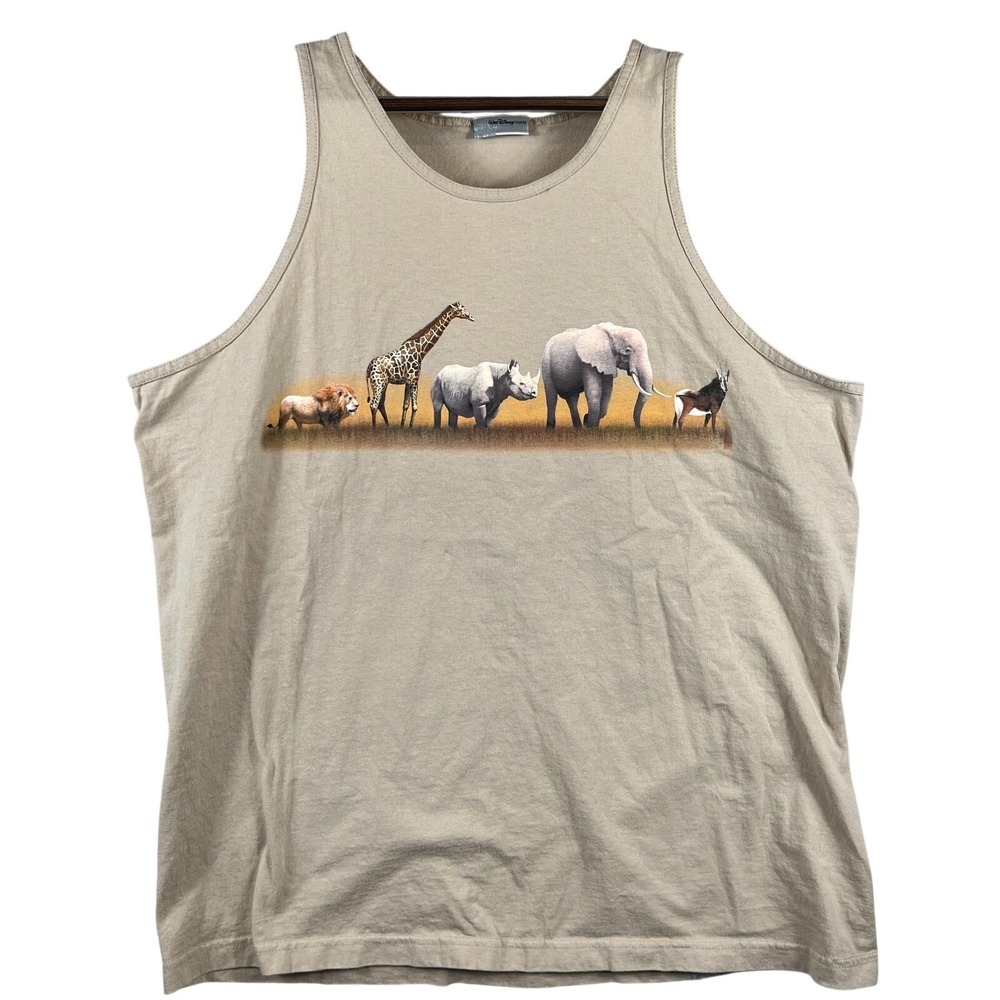 Vintage Walt Disney World Mens XL Kilimanjaro Safari Tank Top Elephant Giraffe